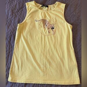 TF The Fancy For You Turkish line yellow tank embroidered panther cougar cat